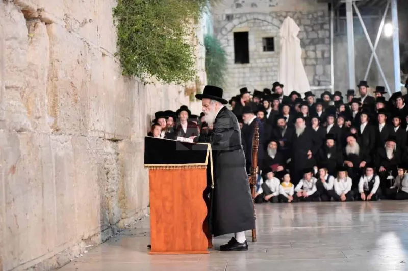 האדמו''ר מויז'ניץ בכותל צילום יהושע פרוכטר (4)