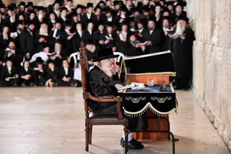 האדמו''ר מויז'ניץ בכותל צילום יהושע פרוכטר (6)