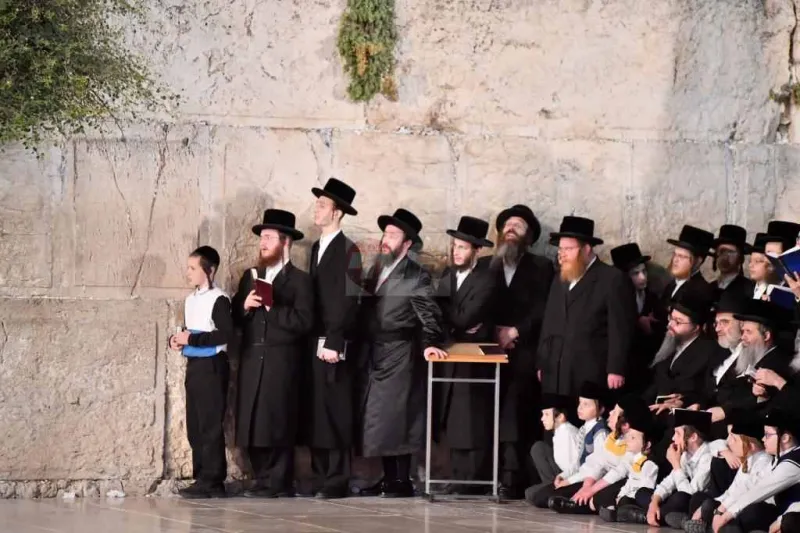 האדמו''ר מויז'ניץ בכותל צילום יהושע פרוכטר (8)