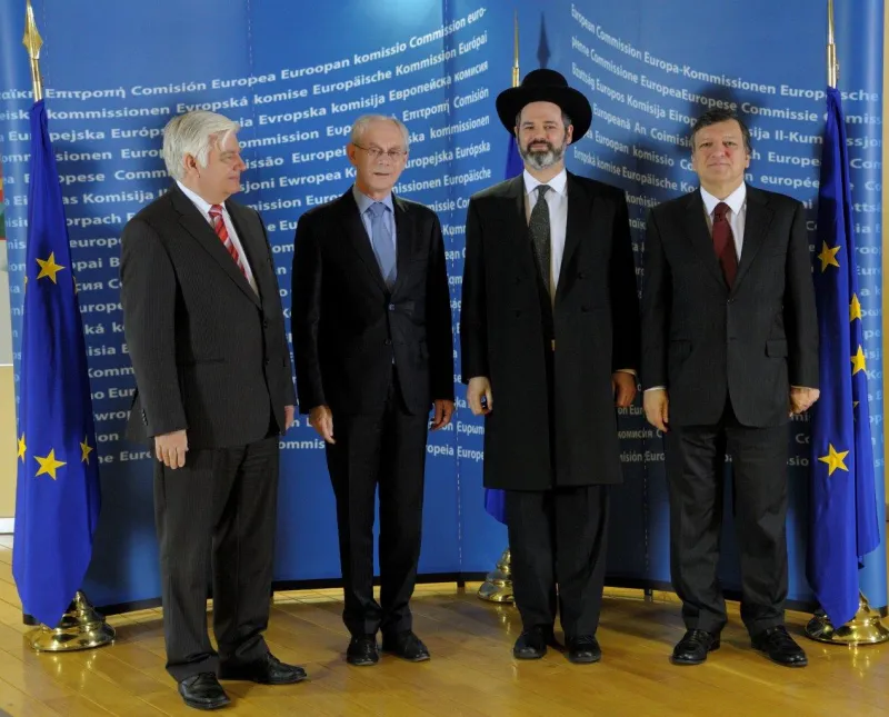 הרב אריה פולגר במפגש עם ראשי הנציבות האירופית. באדיבות האיחוד האירופי 