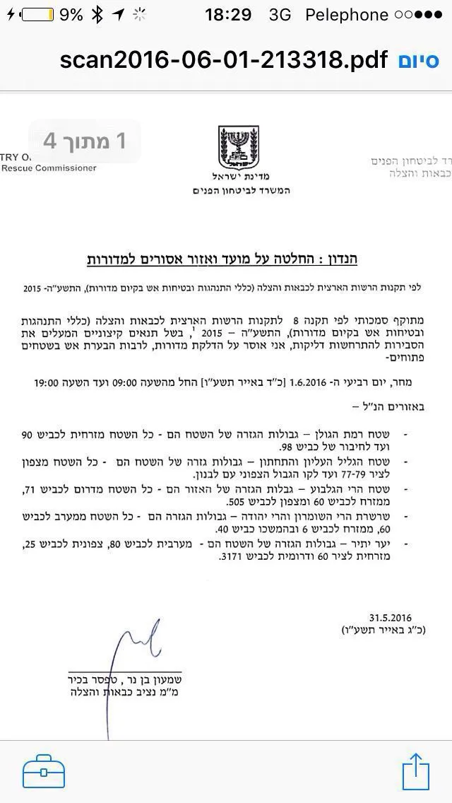 צו כיבוי אש