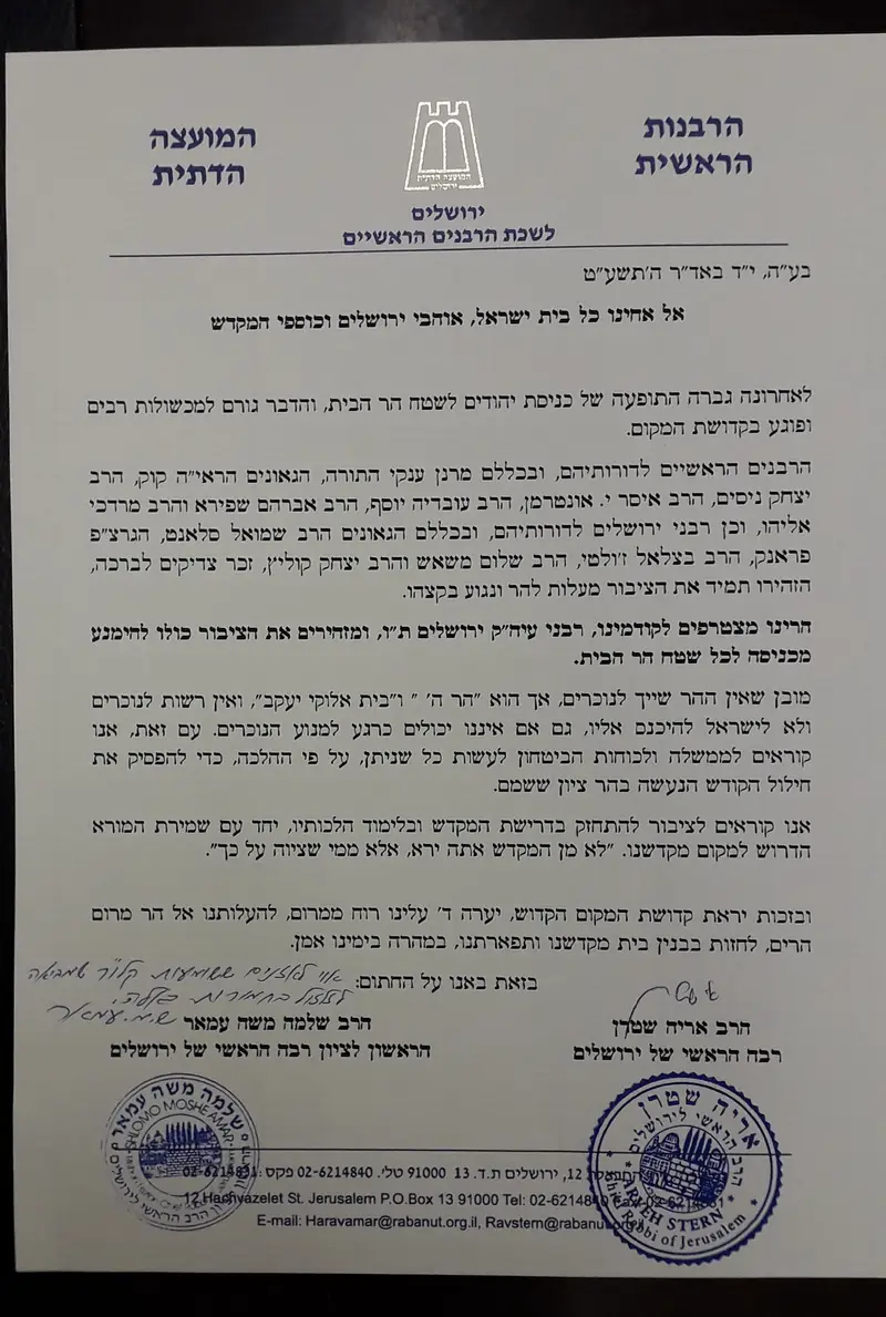 מכתב רבני העיר ירושלים